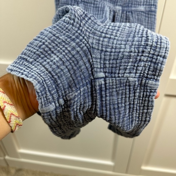 LaBiz Maronie Relaxed Gauze Blue Shortalls Jumper Romper Pockets Women’s XS - Picture 9 of 16